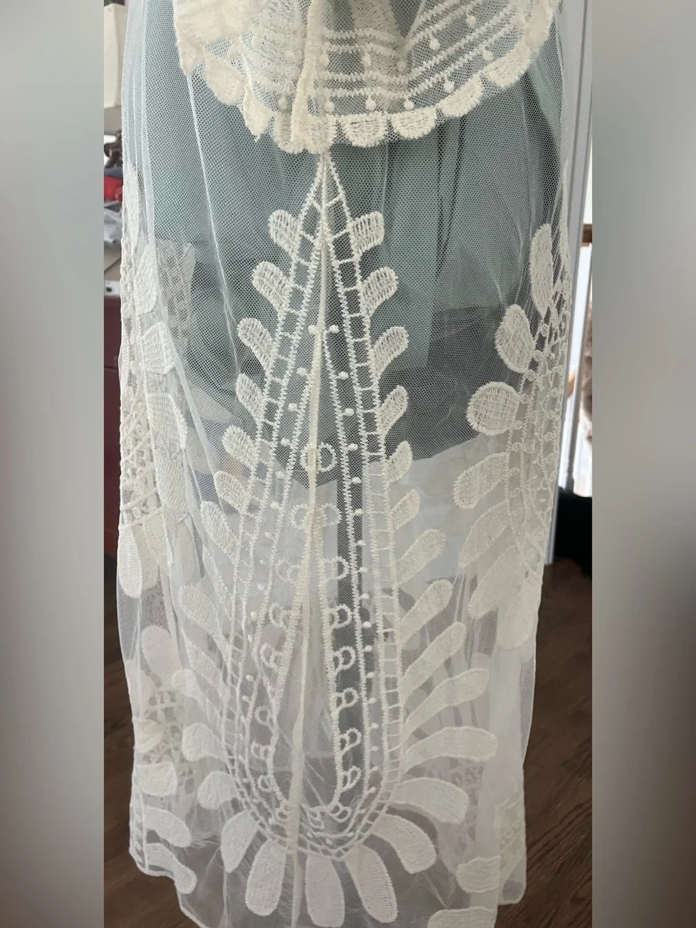 Artesia Sheer Embroidered Ivory Duster Kimono